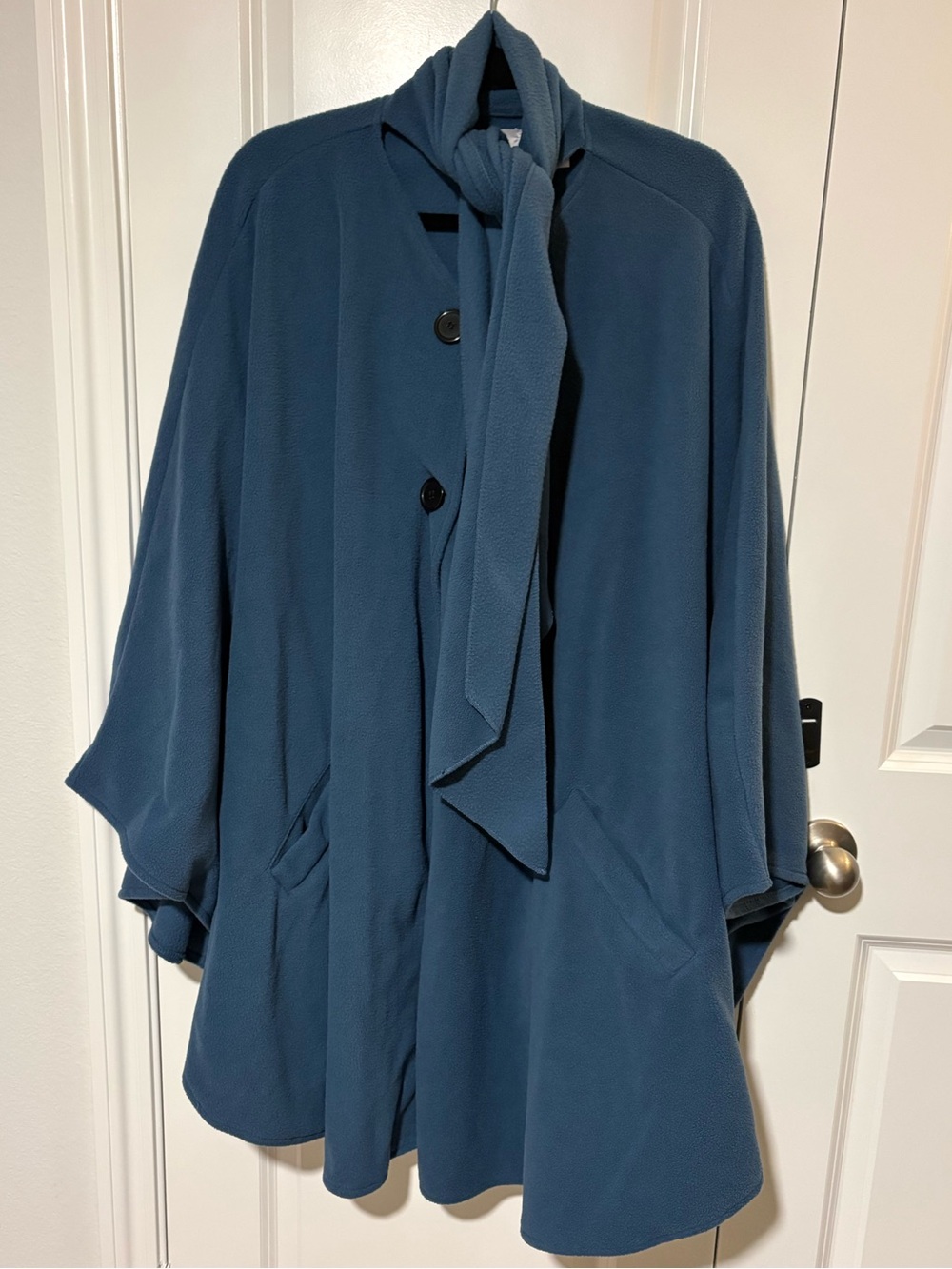 Le Moda Blue Fleece Cape with Matching Scarf & Pockets